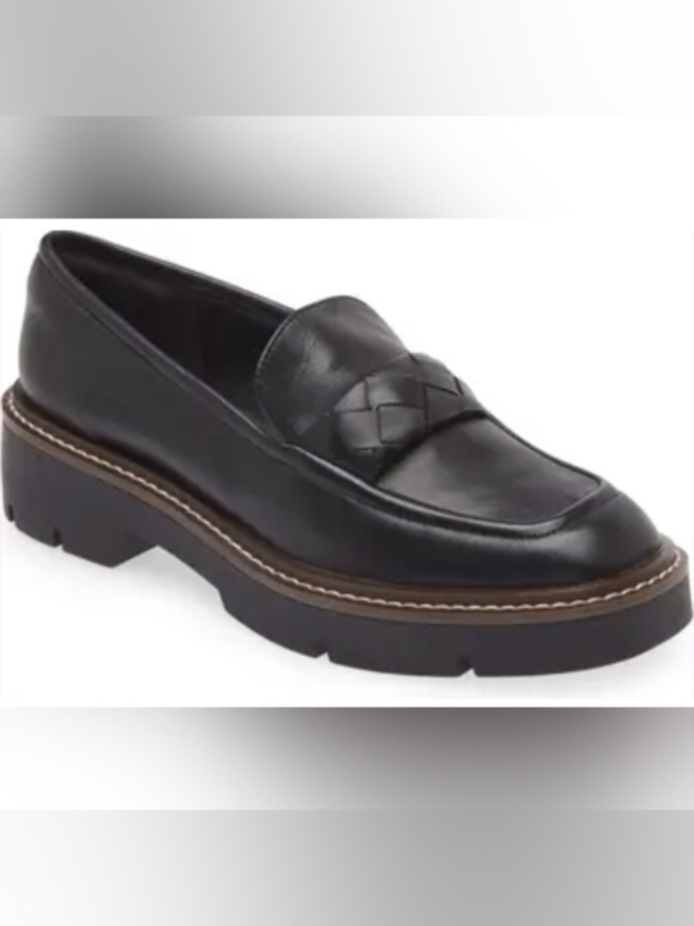 Nordstrom / Natorie-Lea Black Platform Leather Loafers - sz 8.5